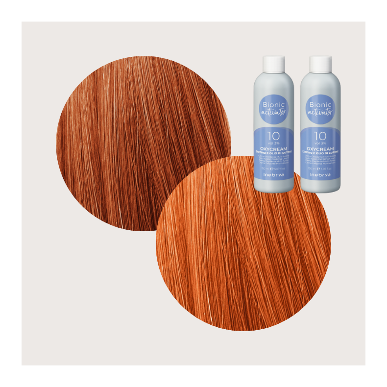 Bionic Color Hrfarve - 6/46 + 8/46 og 2 stk. 3% beize (mellemblond-brun kobber/rd - uden ammoniak)