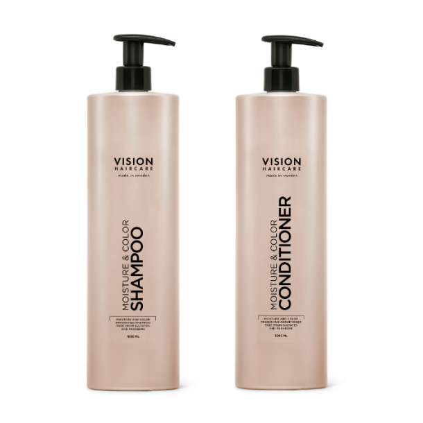 Vision. Moisture &amp; Color Shampoo og Moisture &amp; Color Conditioner 1000 ml. sæt 