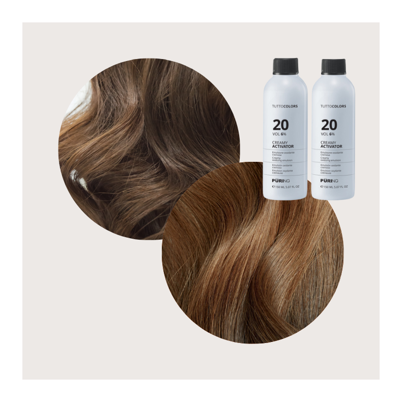 Flory Color H�rfarve - 77.0 + 6.13 og 2 stk. 6% (brun beige med ekstra st�rk d�kkeevne)